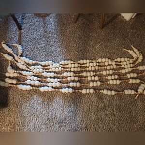 Wooden Bead Garland String with White Felt Accents (Hobby Lobby) Set Of 7